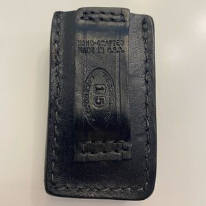 Black Leather Belt Clip double stacked magazine carrier